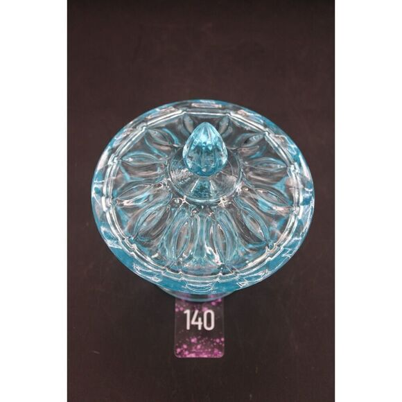 Vintage Anchor Hocking "Fairfield" Pattern Light Blue Lidded Candy Dish - Picture 1 of 9